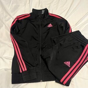Adidas Black with Pink Track Suit with White Logo